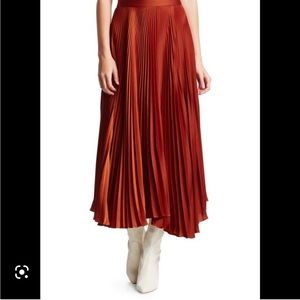 A.L.C. Rust Red Pleated Midi Skirt